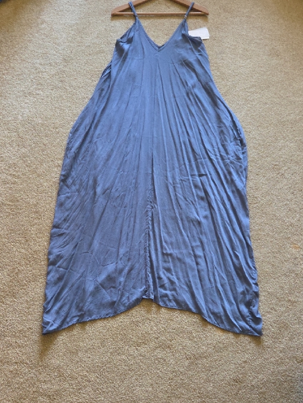 Elan Slate Blue Maxi Slip Dress with V-Neck Sz M NEW - Picture 7 of 11